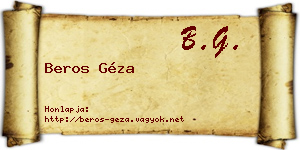 Beros Géza névjegykártya